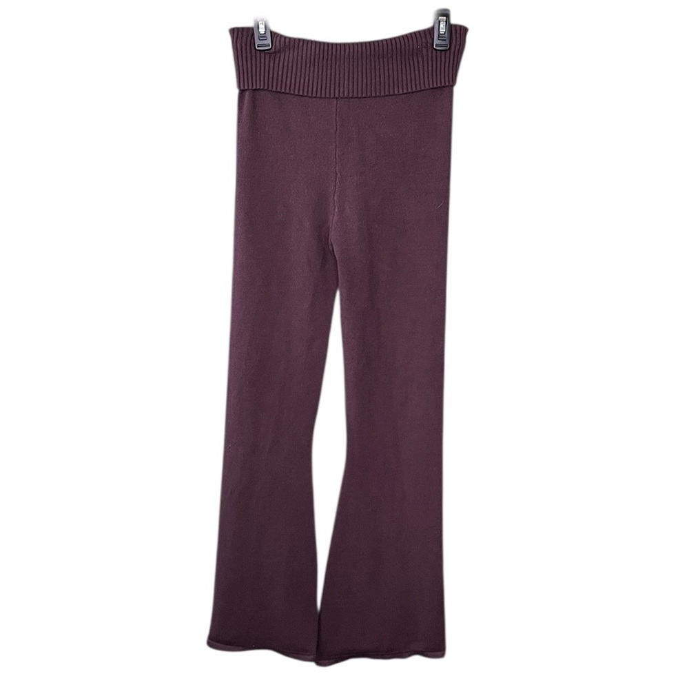 Faded Rose brown fold over waist knit yoga pants